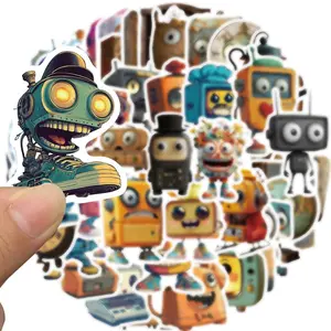 Cute Robot Pattern Sticker, 50pcs/set Science Theme Vinyl Waterproof Decals, Decorative Sticker for Computer Skateboard Laptop Water Bottle Luggage Notebook