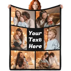 Custom Blanket with Photos Texts Personalized Blanket Customized HD-Printing Flannel Blankets for Men Women Couple Adult Kids Girlfriend Boyfriend.
