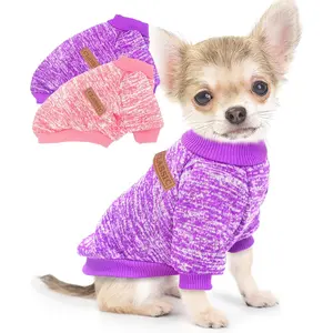 2 Pieces Dog Sweaters for Small Dogs Fall Winter Dog Clothes Female Fleece Puppy Sweater Warm Thick Outfit Pet Small Dog Sweater for Boy Girl Dogs,XXS