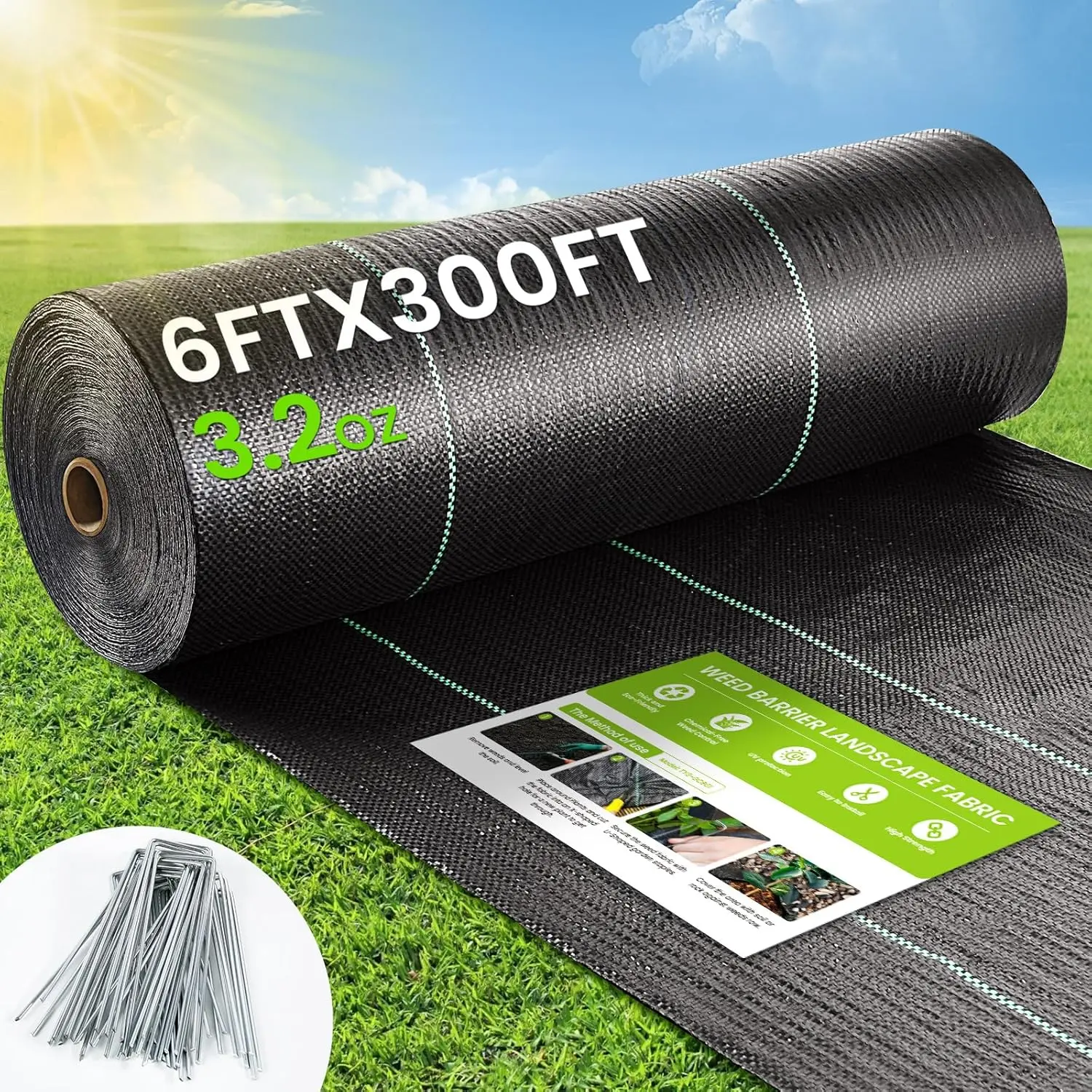 Heavy Duty Weed Barrier Landscape Fabric , 3.2OZ Premium Ground Cover With UV Protection for Gardens, Farming, Landscape,Under Gravel