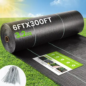 GOTGELIF 6×300FT Heavy Duty Weed Barrier, 3.2oz Premium Garden Weed Barrier Fabric, Ground Cover for Gardening, Farming, Landscape