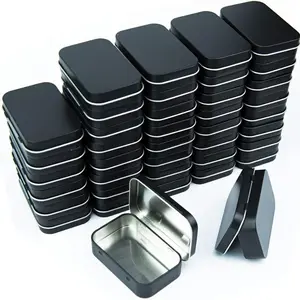 12pcs Metal Rectangular Storage Tin Box, Mini Portable Empty Hinged Tin, Small Storage Container & Home Organizer, For Storage Drawing Pin Candies Jewelry Crafts, Home Organizer, Durable Metal Box