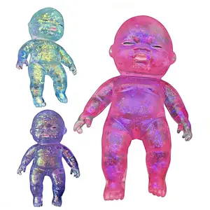 Curiosities Sugar Swaps Jumbo Baby Squishy - Large Sparkly Squishies for Stretching & Squeezing, Non-Toxic Sensory Fidget Toy for Stress Relief, Pink/Purple/Blue,Stress Relief Sensory Fidget Toys forKids & Adults