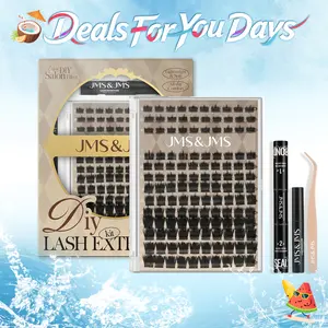Party Queen l JMS&JMS D Curl,Mega Volumized Collection,Dramatic Soft Thick Volume Individual Clusters, DIY Eyelashes Extension,Waterproof Sleep proof, Long Lasting,Salon Full Fake Lashes, Makeup Cosmetic Stacking Vacation Lash #dealsforyoudays