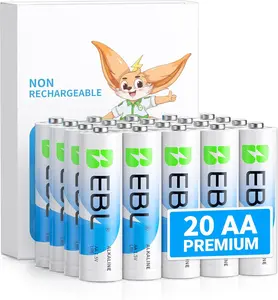 EBL AA Batteries 20 Pack Non-Rechargeable 1.5V Alkaline Double A Batteries, Long-Lasting Alkaline AA Battery for Household Devices, 10-Year Shelf Life