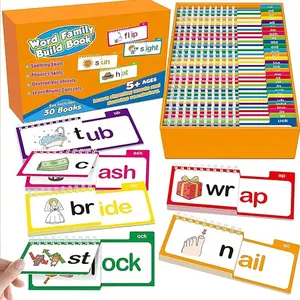 30-Volume Reading Rhyming Flip Books ABC Word Flashcards for Kids Ages 5+ Develop Vocabulary & Phonics Skills Educational Tool