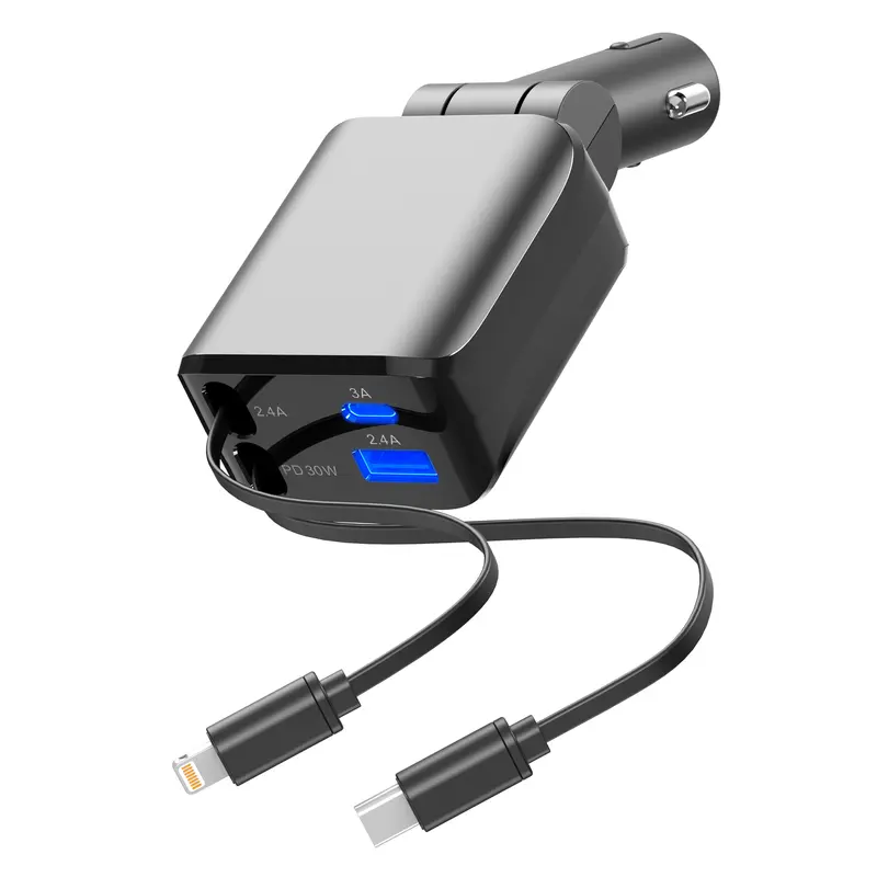 Retractable Car Charger 5in1 Fast Car Phone 16 Charger 120W USB Type-C Retractable Car Charger 5in1 Fast Car Phone 16 Charger 120W USB Type-C