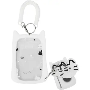 Cat-shaped photo card holder and keychain—Adorable transparent photo card holder and keychain with a pendant, suitable for protecting public transport cards, student cards, and photos. fathersdaygiftideas outdoorfun