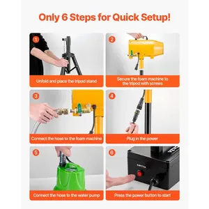 VEVOR Foam Machine, 115 W Party Foam Cannon, Portable Foam Maker with a Tripod Stand, Powerful Foam Party Machine, for Backyard, Pool, Outdoor Events, Birthdays, Celebrations and Party, Grey Orange