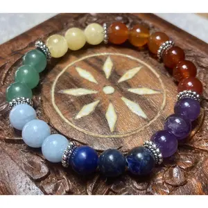 7 CHAKRA gemstone beaded bracelet crystal energy healing jewelry amethyst cleansing chakras spiritual gift aventurine aquamarine sodalite
