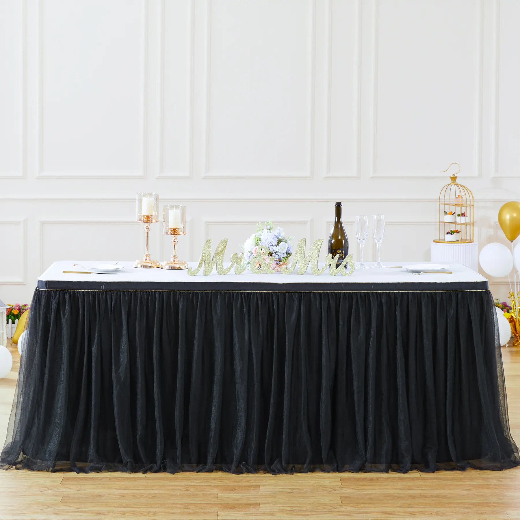 Only Covers Front of 6/9FT Table - Wrinkle-Free White Tulle Tutu Table Skirt, Ruffle Design for Rectangle/Round Tables, Ideal for Christmas Wedding Birthday,summerwins,Summer Sale,Mid Year Sale,Deals For You Day