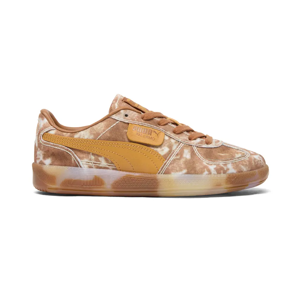 PUMA Womens Palermo Faded Denim Lace Up Sneakers Shoes Casual - Orange