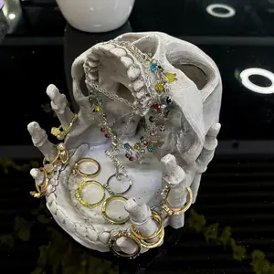 Edgy Skull Jewelry Holder Organizer Box Gothic Elegance Meets Functionality Chic Storage Rack for Goth Lovers Bedroom Vanity Decor