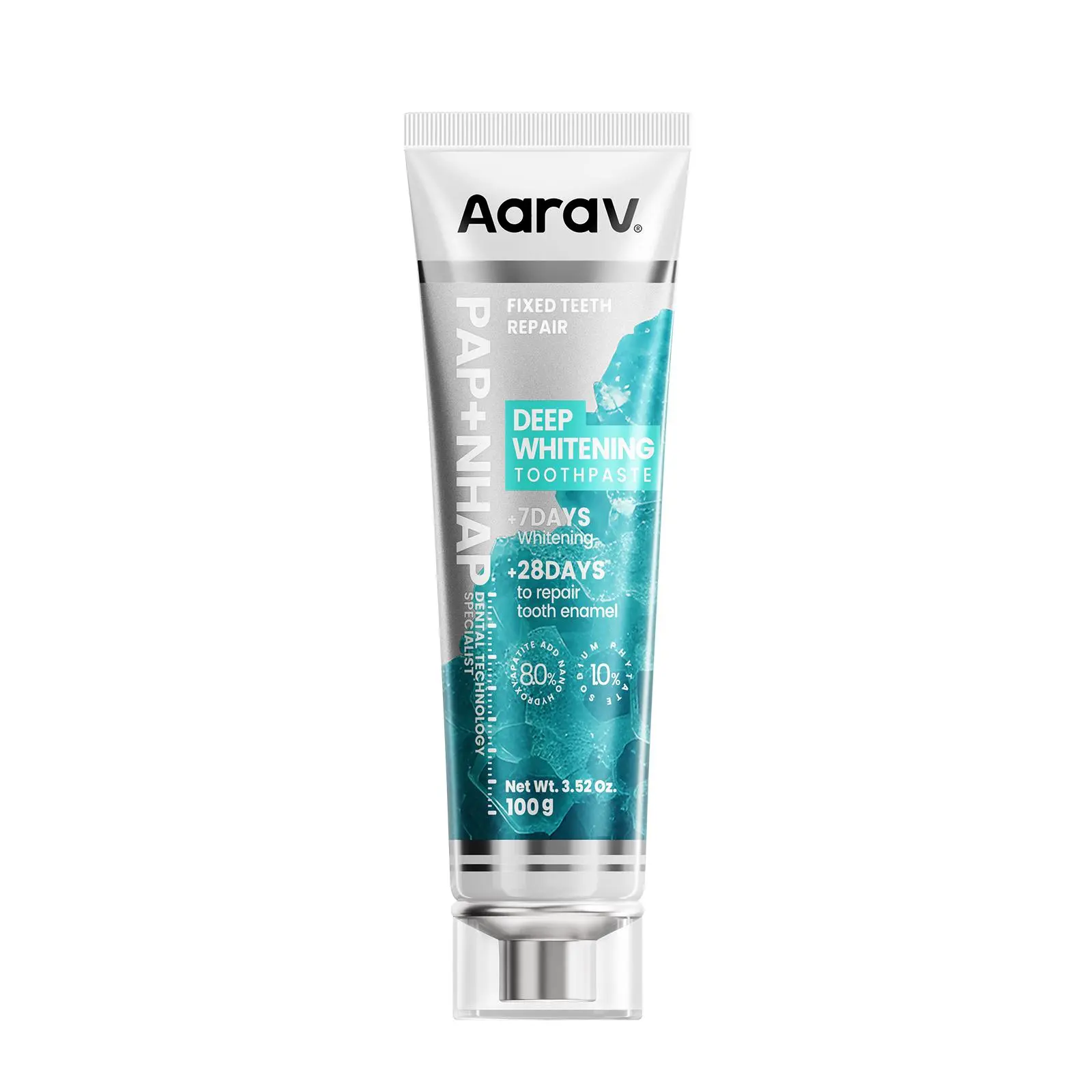 Aarav PAP+ Whitening Remineralizing Toothpaste with 8% Hydroxyapatite (NHA) for Enamel Repair, Fluoride-Free, Plastic-Free & Travel-Friendly, Enamel Repair Toothpastes, Repair Toothpaste