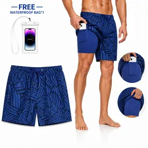 Men Swim Trunks Compression Liner 2in1shorts Quick Dry BathingSuitShorts Lightweight Stretch Beach Shorts Swimwear with Pockets Elastic Waist Surf Swimming Gym Sports Summer Vacation Board Shorts Breathable Athletic Outdoor Water Sports Travel Pool Beach