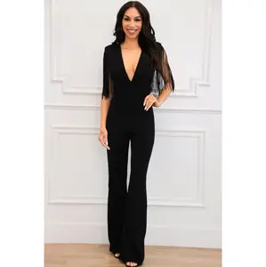 Fort Worth Feels Fringe Jumpsuit: Black