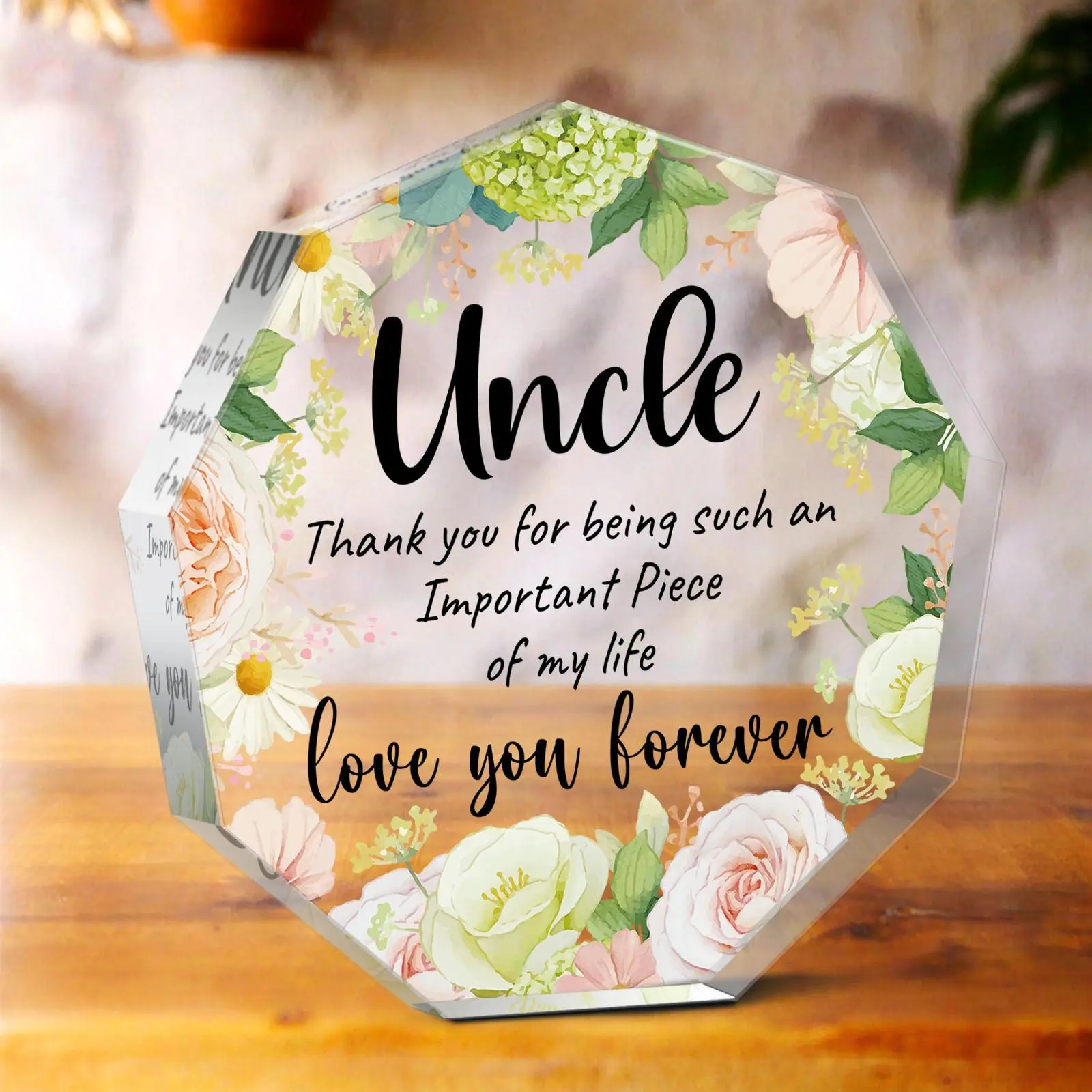 Irregular Shaped Acrylic Plaque Sign, Creative Flower Pattern Gift for Uncle, Home Decoration Ornament, Birthday Gift for Uncle, Thanks Giving Gift
