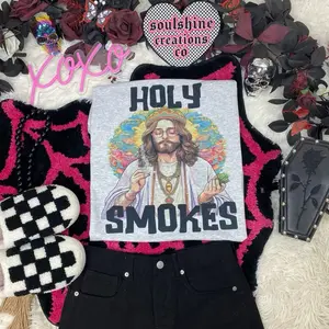 Holy Smokes Graphic Tee Shirt-Funny Smoker- Unisex- Sublimation Printed