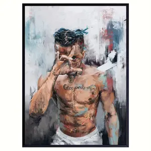 1pc Vintage Canvas Posters, XXX Rock Tentacion, Musical Album, Modern Song Art, Rock Band, Home Decoration, Gift For Living Room, Wall Art Decor, For Living Room, Bedroom, Office, Bar Wall Decor, Waterproof Painting, Print, Artwork, No Frame