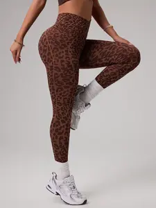 Women's Leopard Print Tight Pants, High Waist Stretchy Leggings, Womenswear, High-Quality Comfortable Breathable Elastic Design, Perfect for Everyday Casual Wear, Fashionable Lifestyle