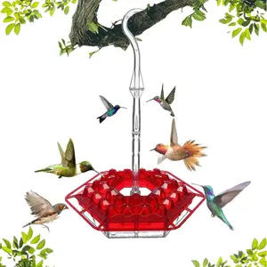 Hummingbird Feeder for Outdoors, Hummingbirds Feeder-Plastic Ant & Bee Proof Feeder with Builtin Ant Moat, 30 Feeding Ports, Leak-Resistant & Easy Clean, Attract Birds Naturally