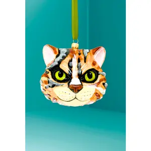 Fresh Fritz Cat Face Glass Ornament