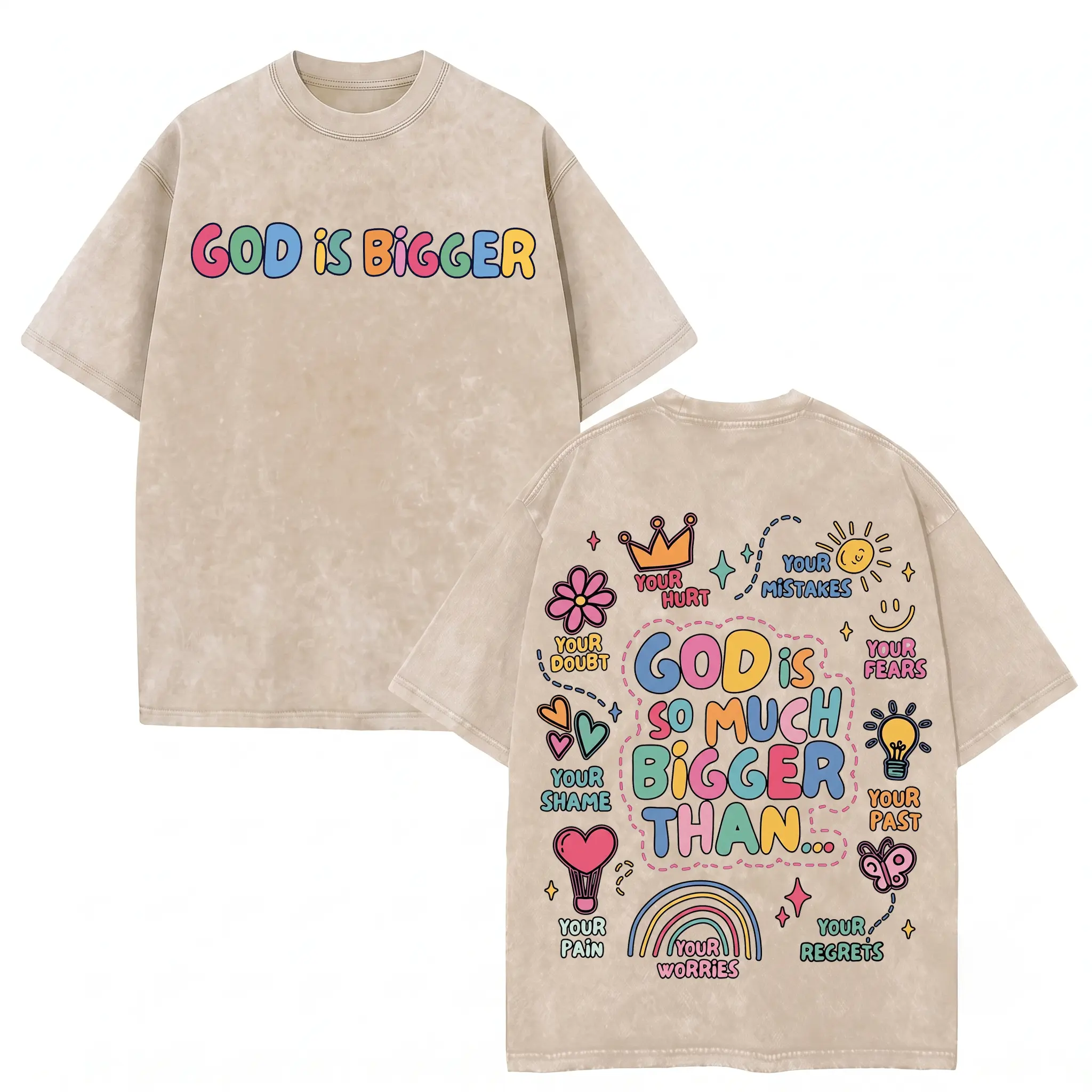 God Is Bigger Christian Graphic T Shirt Vintage Washed Heavyweight Cotton Oversized Tee Faith  Acid Wash Men Women Unisex Y2K Aesthetic Retro Streetwear Trending Summer Outfits TikTok Men's streetwear, Unisex top, Graphic tee, Boyfriend shirt