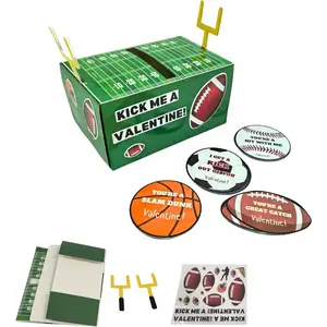 4E's Novelty DIY Football Valentine Mailbox Kit – 36 Cards for Kids' School Party Craft