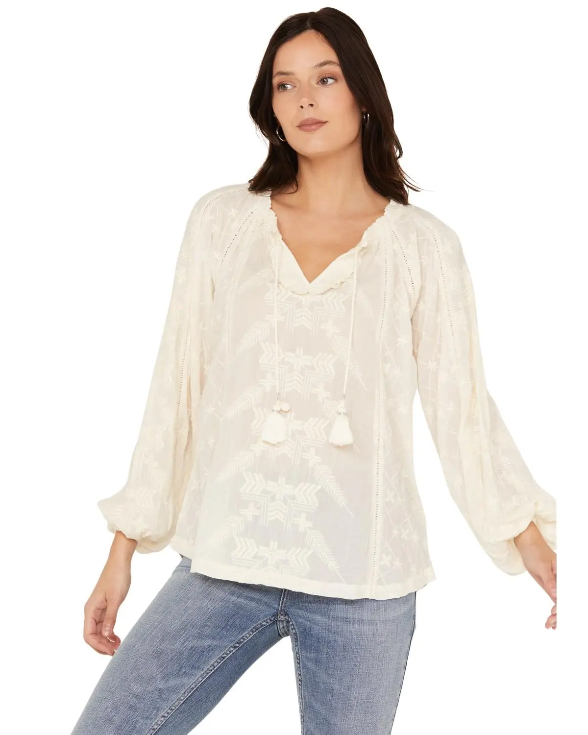 Shyanne Women's Long Sleeve Embroidered Boho Blouse - Swsp23w84
