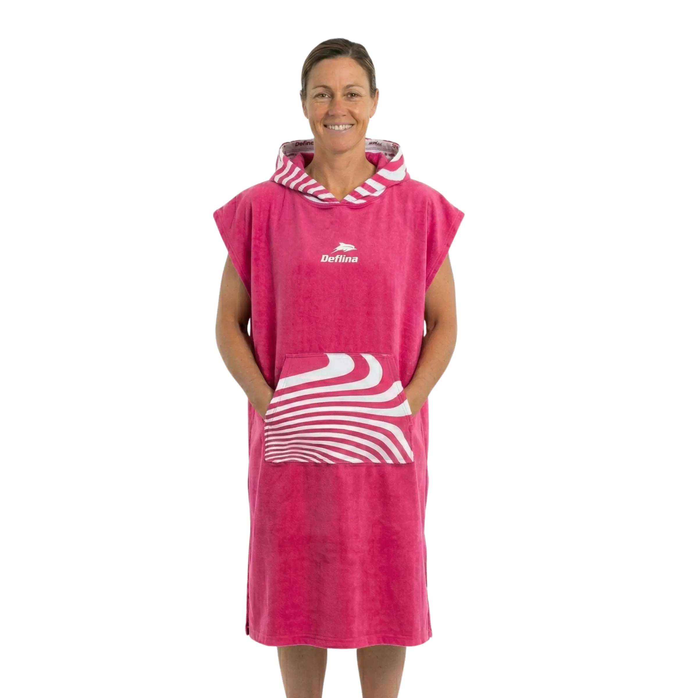 HOODED PONCHO TOWEL: FLOW HOT PINK