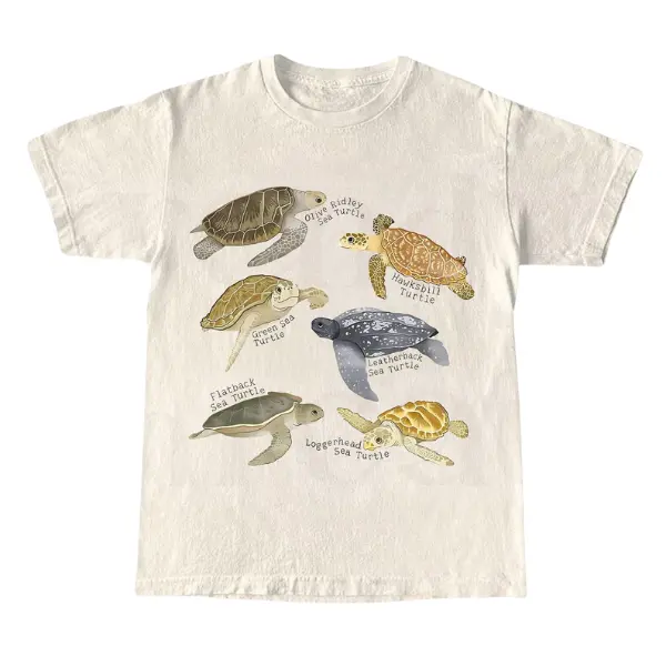 Women's Vintage 90s Graphic T-Shirt - Unisex S-3XL, Definition Print, Retro Tattoo Sea Animal, Ocean Nature, Anatomy Design, Casual Cotton Crewneck Short-Sleeve Round Neck Streetwear Top