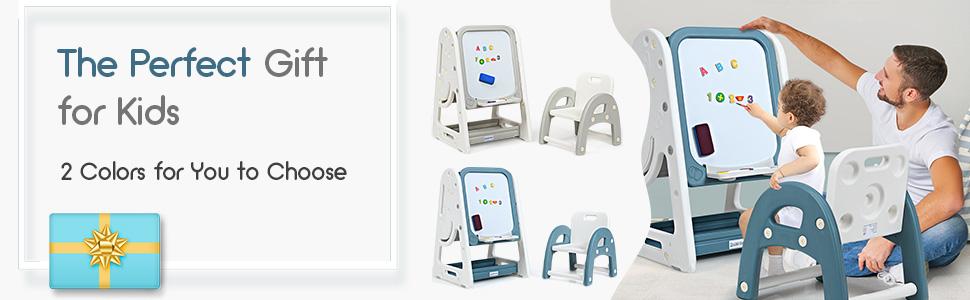 Costzon Art Easel toys, 3 in 1 Double-Sided Art Easel w/ Magnetic Dry Erase Board, Painting Writing Accessories, Birthday Gift Christmas Gift