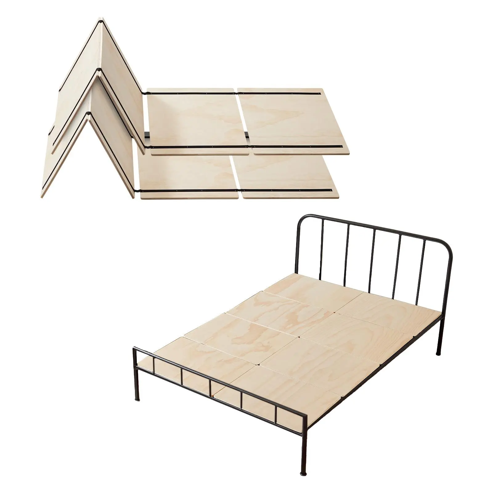VEVOR Full Size Bunkie Board, 0.4 in Foldable Bed Board Slats with Connection, Wooden Mattress Support for Full Size Bed, Support under Mattress Boards, Ready to Use, 8 Piece, Burlywood#BackToSchool