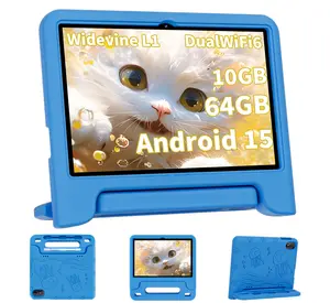 Tablet, 10 Inch Android 15 Tablet for Kids, 10GB+64GB ROM, IPS HD Display 1280 X 800, 6000mAh Battery, WiFi, Dual Camera, Parental Control & GPS, Ages 6-12