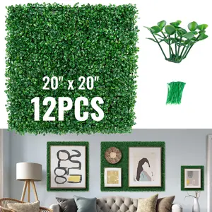 ｛Spring Arrivals｝Artificial Grass Wall Panel Backdrop with Zip Ties,Artificial Boxwood Faux Green Wall Backdrop for Indoor,Garden,Fence,Backyard and Outdoor Patio Decor