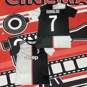 2019–20 Home Cristiano Ronaldo No. 7 Short Sleeve Jersey Classic Black and White Stripes Fan Edition Collectible Soccer Jersey