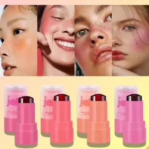 3-in-1 Blush Stick, Long-Lasting Waterproof Moisturizing Lips, Eyes & Cheeks,Makeup Sticks Long-Lasting,Jelly Texture Blush