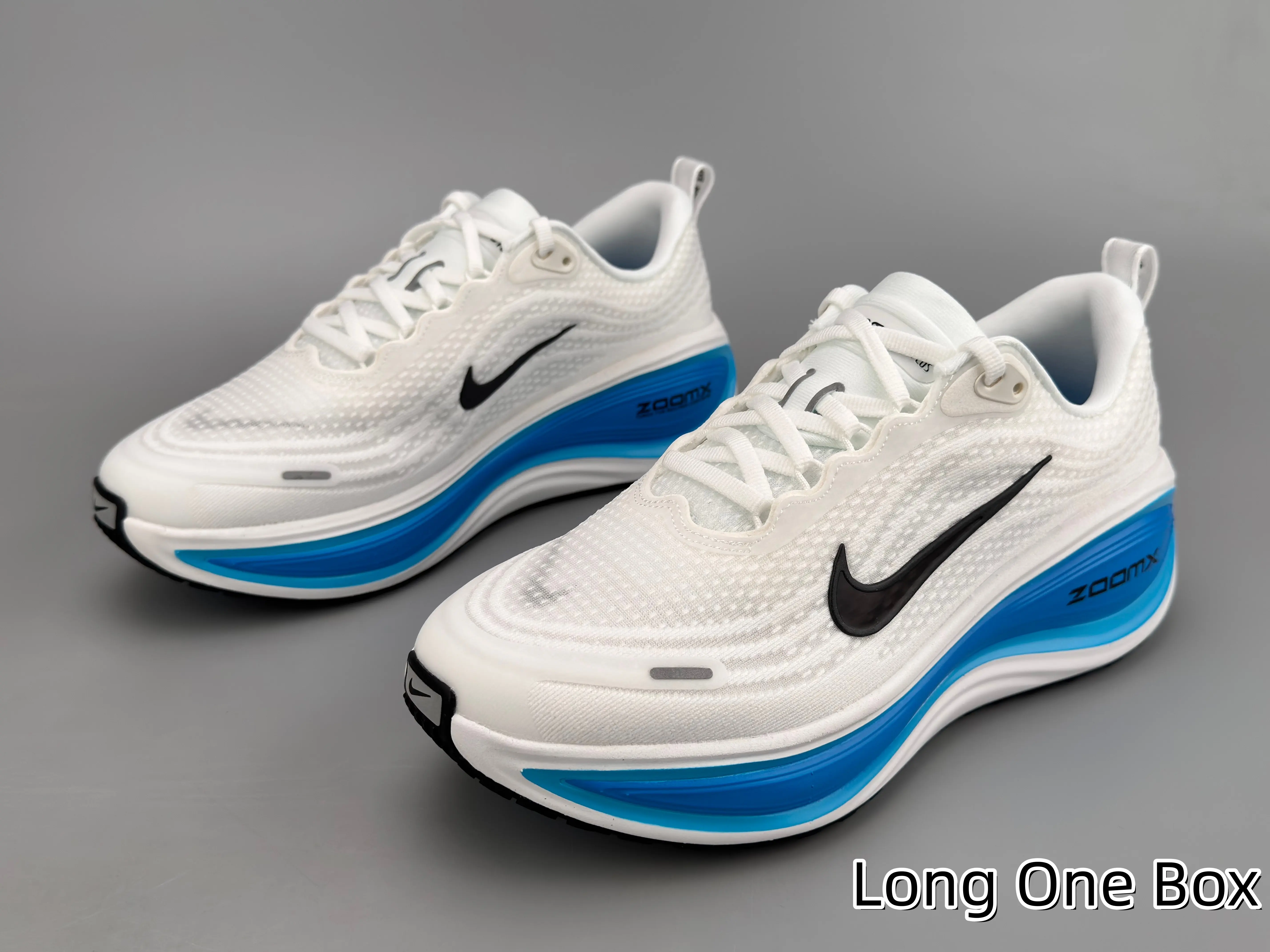 Daily Comfort Road Running Sneakers - Breathable White Mesh Knit Upper, Bright Blue Soft Foam Thick Cushion Midsole, Hollow Grippy Anti-slip Rubber Outsole - Ideal for Jogging, Gym