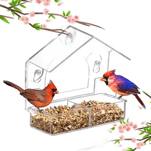Acrylic HD Bird Feeder, Window Sill Dedicated Close-Up Bird Watching Food Dispenser, Small Heaven for Bird Feeding.