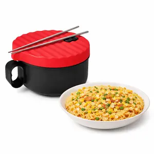 Microwave Noodle Cooker for Ramen and Pasta, Pho, Pasta & Soup – 40 Oz BPA-Free Bowl w/ Chopsticks Lid & Handle – Dorm, Office, Home, Gift-Ready