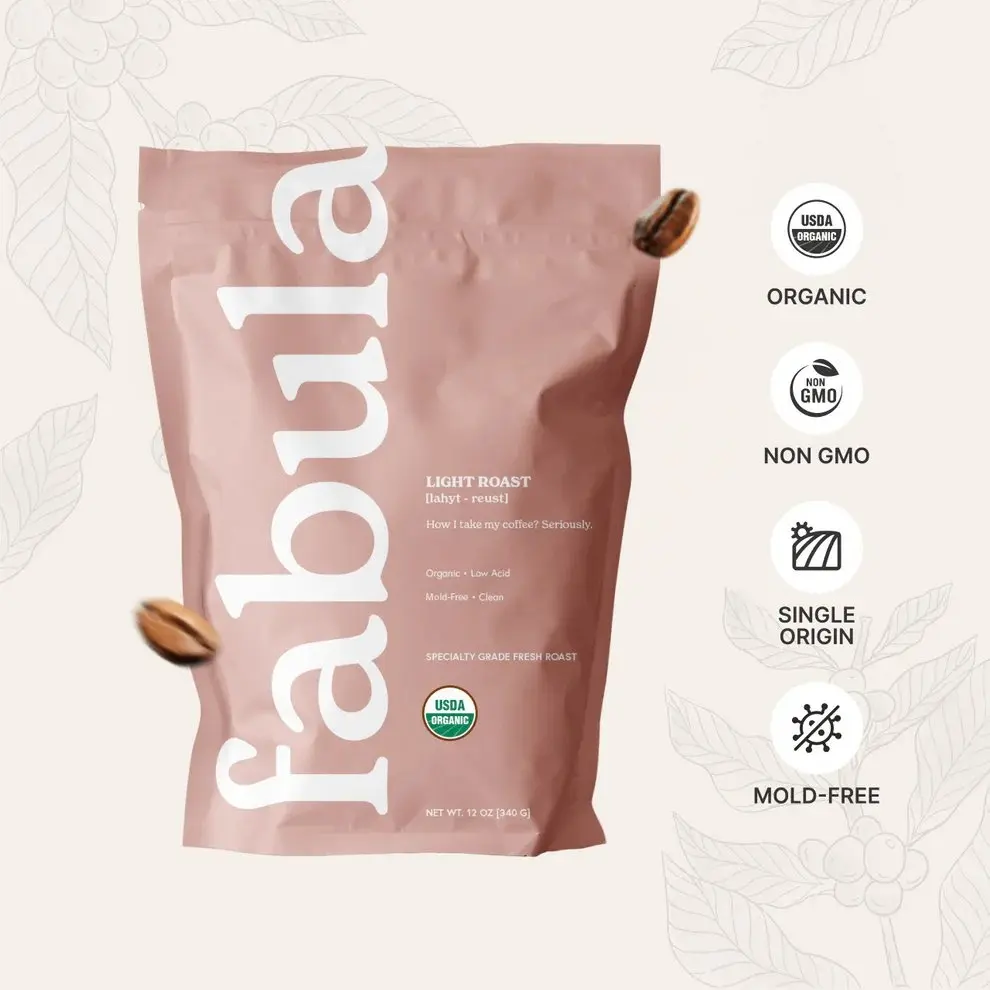 Fabula Light Coffee - 12oz, Truer Than Ever with Enchanting Fabula Light Roast, Original Bean Flavor - Beverage