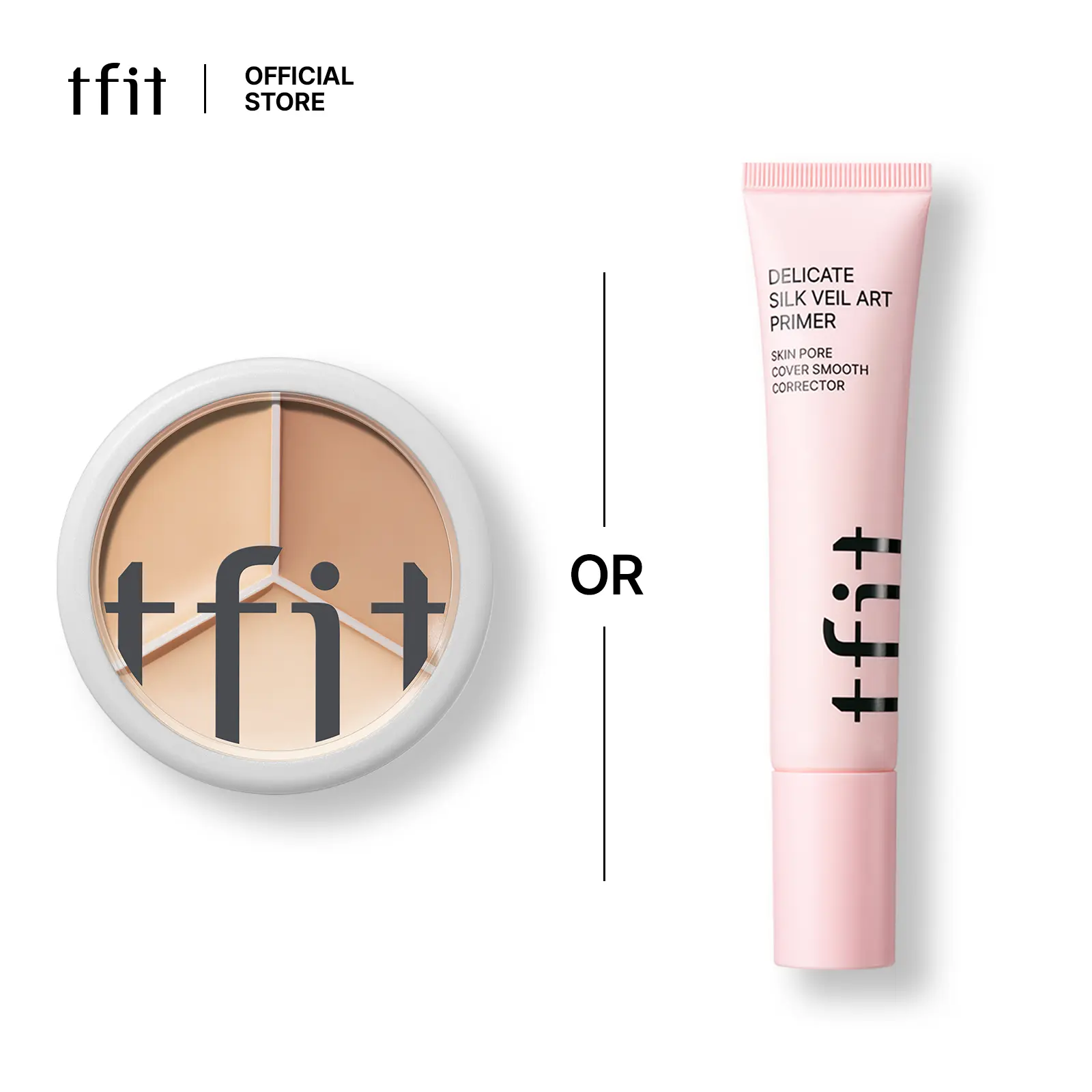 [TFIT OFFICIAL] Cover Up Pro Concealer 15g, 3-Color Corrector / Delicate Silk Veil Art Primer / Hydrate Vanish Art Primer, Sold Separately, Full Coverage, Concealer & Highlighter for Acne Marks, Nose Contour, All Skin Types, Flawless Finish, Daily Gift Co