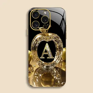 iPhone 16 Pro Max Cellphone Case - High-End Gold Letter Electroplated Gold Edge Cover, Business-Style, Explosion-Proof Protector, Anti-Fall, Anti-Fingerprint Accessory for Handheld Devices, Affordable Stylish Phone Accessories