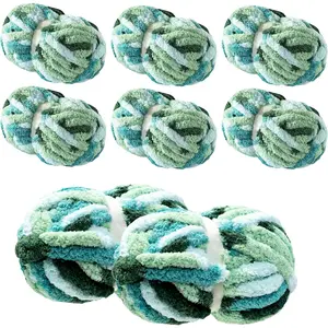 Chunky Yarn for Hand & Crocheting – Mixed Color Soft, Bulky Yarn for, Scarves, DIY Projects, 8-Pack (Green, Blue, Teal)