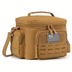 Men's Lunch Bag, Heavy Duty Lunch Box Work Leak-Proof Insulation Durable Hot Cooling Bag Adult, Office Camping Picnic Molle Webbing