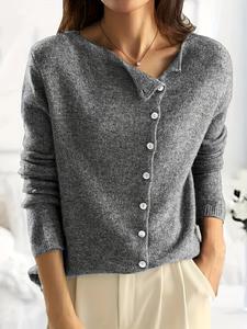 women's plain button front cable knit sweater, casual elegant long sleeve round neck jumper for fall & winter, women's knitwear tops womenswear for daily wear, classy cardigans for women