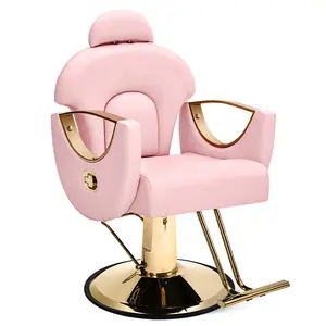 Pink Heavy Duty Barber Chair 360 Degree Swivel Hair Chair with Oversized Hydraulic Pump for Salon Use