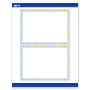 Avery Printable Rectangle Invitation Cards, 5" x 7", Matte White, Pre-printed Blue Border/Gold Dots Design, Sure Feed Technology, Laser & Inkjet Compatible, 40 Total