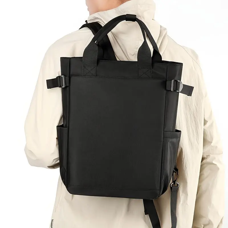 Black Large-Capacity Functional Backpack, Concealable Carry Drop Strap Backpack with Hidden Straps for Daily Use, Black Backpacks, Concealable Carry Backpacks