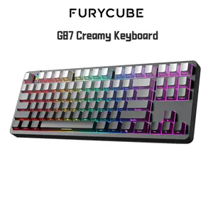 FURYCUBE x ZIFRIEND G87 Mechanical Gaming Keyboard - Hot-Swappable, Gasket Mount, Side-Engraved Keycaps, 5/3-Pin Silver Switches, Gradient Cable for PC Setup